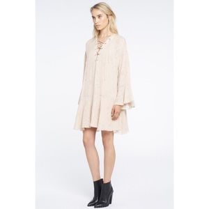 IRO Ralene Printed Chiffon Shift Dress in Nude.